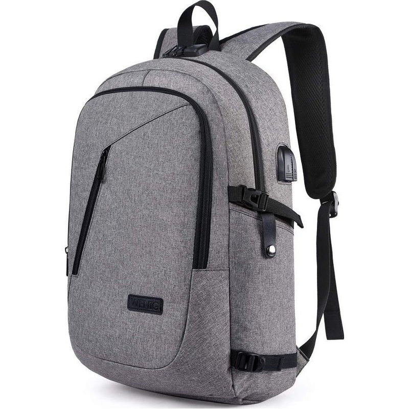 Laptoprugzak voor heren, 17 inch laptop, anti-diefstal, schoolrugzak, zakelijk, notebook, rugzak, waterdicht, met USB, cadeau voor mannen, werk, reizen, scholieren, jongens, tieners, grijs