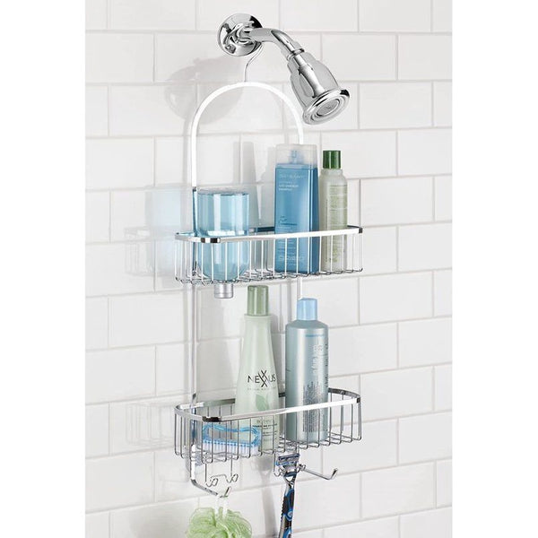 mDesign - Doucherek - om op te hangen/praktisch/gepolijst staal/extra grote douchemanden met geïntegreerde haken