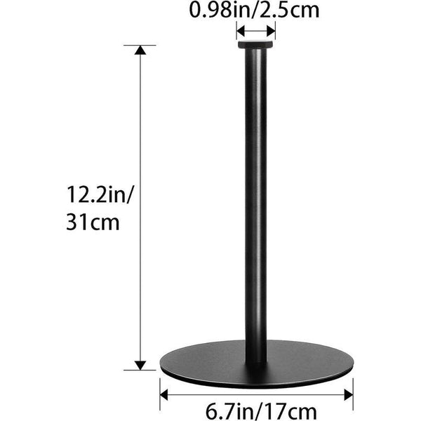 Keukenrolhouder Zwart Staande RVS Keukenpapierhouder voor Standaard en Grote Rollen voor Keuken en Eettafel Werkblad (Zwart)