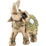 Elegant olifantsstandbeeld, hoogwaardige hars groene geluksfeng shui olifantssculptuur rijkdom geluksfiguur perfect voor thuis, kantoordecoratie (L)
