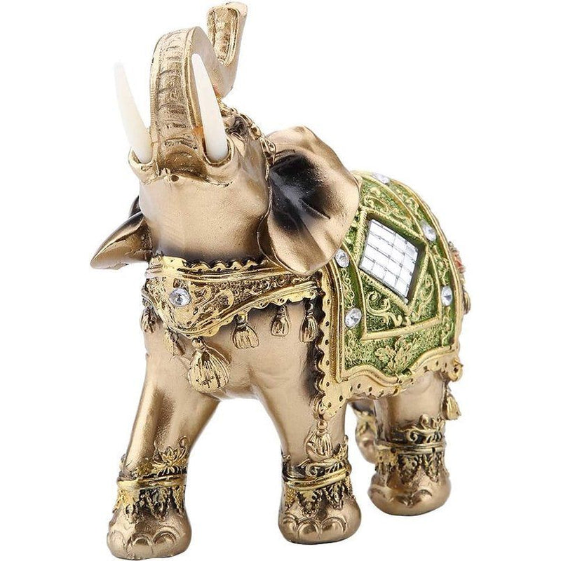 Elegant olifantsstandbeeld, hoogwaardige hars groene geluksfeng shui olifantssculptuur rijkdom geluksfiguur perfect voor thuis, kantoordecoratie (L)