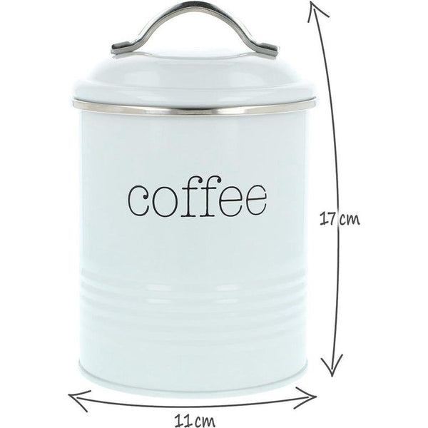 Set van 3 voorraaddozen in vintage design, ronde koffieblik van metaal met aromasluiting, nostalgische koffie, suiker en theeblik (03 stuks - 1000 ml, grijs)