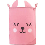Konijntje wasmand, opbergmand, wasmand met handgrepen van canvas, opvouwbare opbergdoos, waterdichte ronde opbergmand voor slaapkamer, kleding, was, konijnen met roze wimpers