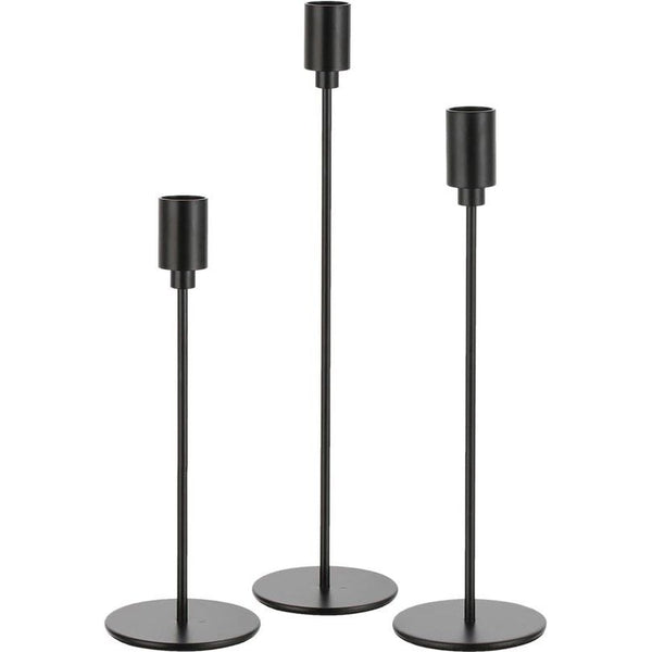 Kandelaar zwarte kaarsenhouder metalen kandelaars: Candeldo staafkaarsenhouder set van 3 moderne tafel decoratie kaarsenhouder hoog voor staafkaarsen decoratie woonkamer tafeldecoratie