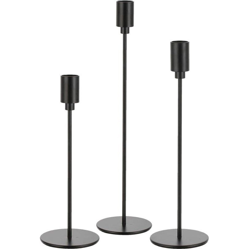 Kandelaar zwarte kaarsenhouder metalen kandelaars: Candeldo staafkaarsenhouder set van 3 moderne tafel decoratie kaarsenhouder hoog voor staafkaarsen decoratie woonkamer tafeldecoratie