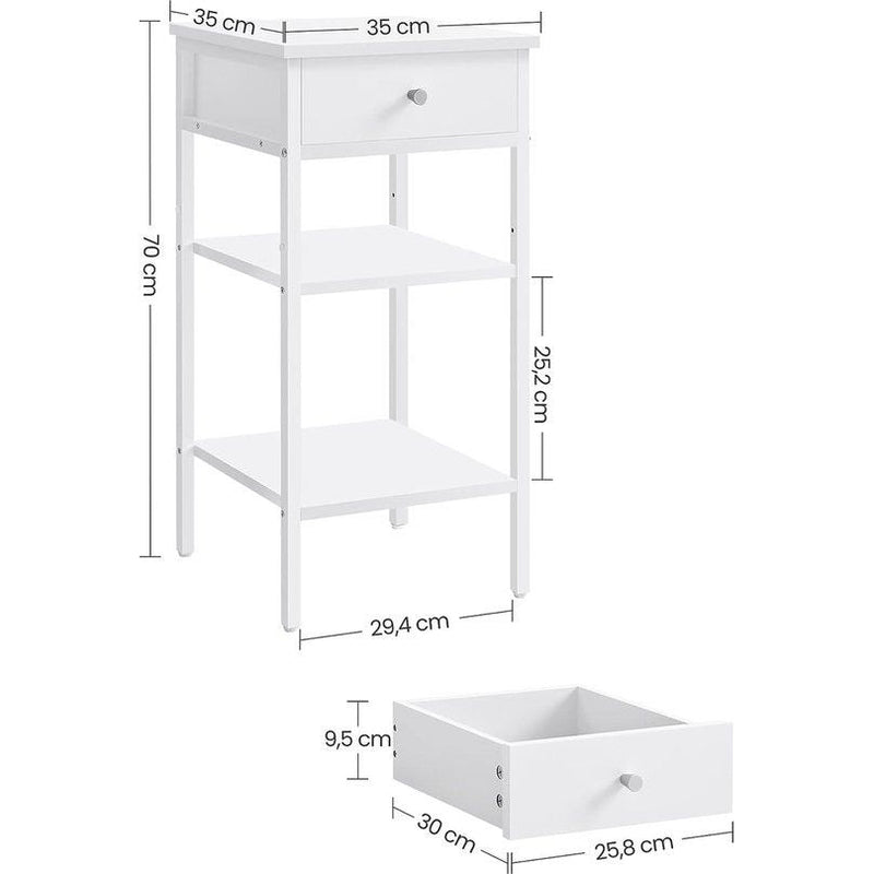 Bijzettafel met één lade en 2 legplanken
