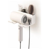 Föhnhouder zonder boren, föhnhouder voor aan de muur, zonder boren, föhnhouder met stekkerhouder en opbergvak, geschikt voor de meeste haardrogers, 16 x 6,5 x 12,6 cm