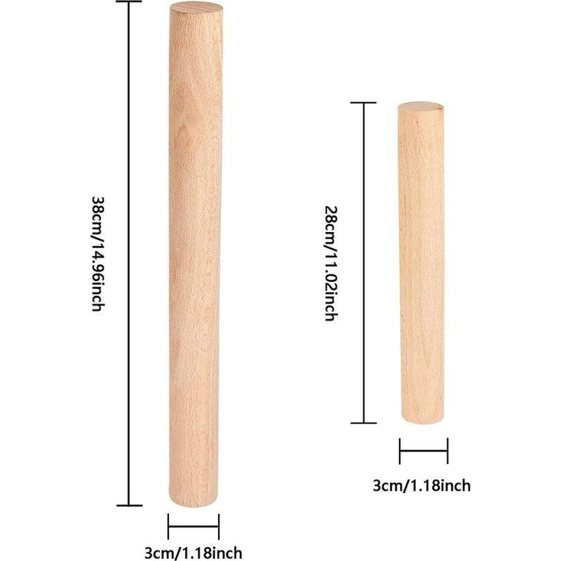 2 stuks deegroller beukenhout - deegroller hout klein, milieuvriendelijke Franse deegroller houten deegroller roller, rolling pin voor pizza, fondant, cake, koekjes