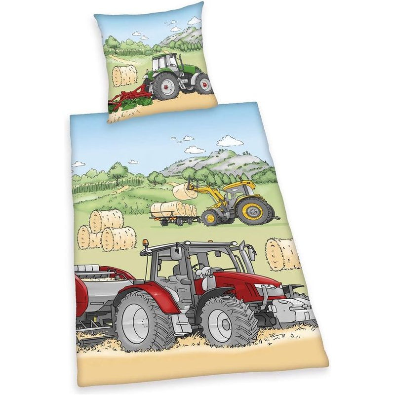 Collection Beddengoedset, tractor-omkeerbaar motief, kussensloop 80 x 80 cm, dekbedovertrek 135 x 200 cm met knoopsluiting, katoen/flanel