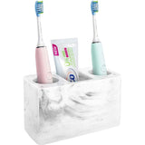 Tandenborstelhouder, 3 vakken, hars, elektrische tandenborstelhouder, tandpastastandaard, organizer, houder voor elektrische tandenborstels, tandpasta, pennen - inkt wit