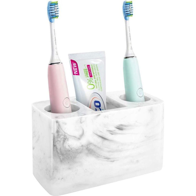 Tandenborstelhouder, 3 vakken, hars, elektrische tandenborstelhouder, tandpastastandaard, organizer, houder voor elektrische tandenborstels, tandpasta, pennen - inkt wit