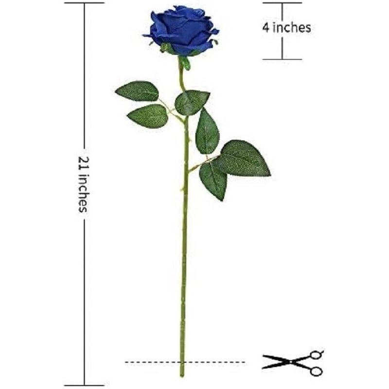 12 stuks kunstrozen, 21 inch kunstrozen enkele lange steel kunstbloemen, realistische kunstbloemen voor bruiloft decor huis tuin verjaardagsfeestje hotel kantoor huisdecoratie (blauw)