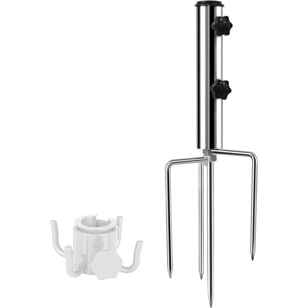 parasolstandaard met 4 haringen, afneembaar instelbaar, robuust grondanker voor parasol van metaal, grondpen, parasol buiten, voor strand, gras, zand