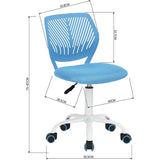 Bureaustoel, verstelbare draaibare bureaustoel, stoffen zitting, ergonomische werkstoel zonder armleuning, blauw