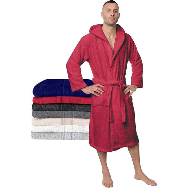 Badjas Heren: XS, S, M, L, XL, XXL, XXXL – 100% katoen (350g/m²) Oeko-Tex® gecertificeerd – Badjas met capuchon, 2 zakken, riem