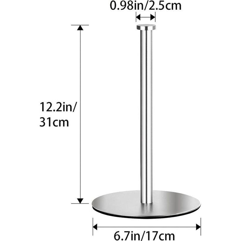 Keukenrolhouder Staande roestvrijstalen keukenrolhouder voor standaard en grote rollen voor keuken en eettafel werkblad (zilver)
