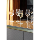 Kristallen witte wijnglazen, 350 ml, set van 4 loodvrije, heldere, elegante glazen met golfeffect voor feesten