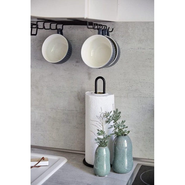 keukenrolhouder - rolhouder voor keukendoeken, staand, metaal, 12,5 x 32,5 x 12,5 cm, zwart