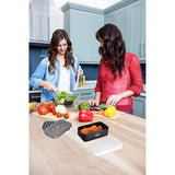 Rasp roestvrij staal en doos met deksel en schilfer, opbergdoos met beschermende rubberen voeten, keukenrasp kaasrasp groentenrasp ideaal voor kaas- en fruitliefhebbers, zwart