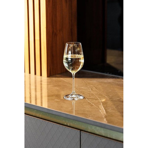 Kristallen witte wijnglazen, 350 ml, set van 4 loodvrije, heldere, elegante glazen met golfeffect voor feesten