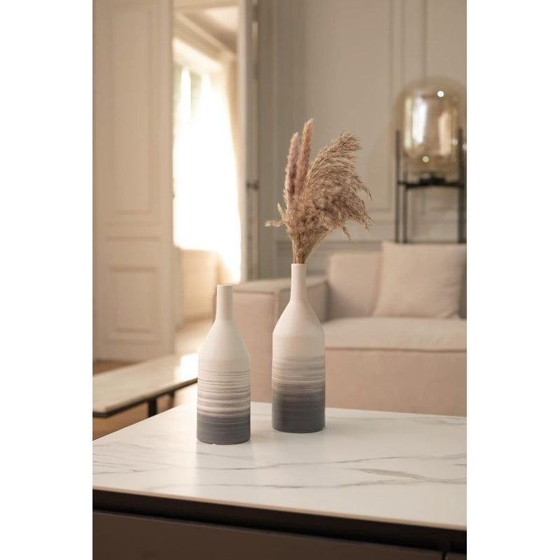 Grijze vaas met kleurverloop, set van 2 beige vazen, keramische vaas voor pampasgras, moderne decoratieve bloemenvaas voor woonkamer, keuken, tafel, bruiloft of als cadeau