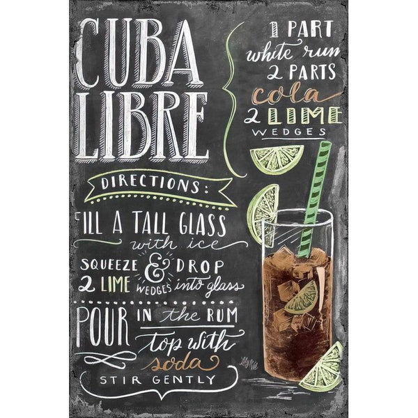 Vintage Tin Sign Cuba Libre 20 x 30 cm Wall Sign for Café Bar Home Retro Nostalgia Premium Metal Sign Cocktail Holes for Wall Mounting (Cuba Libre)