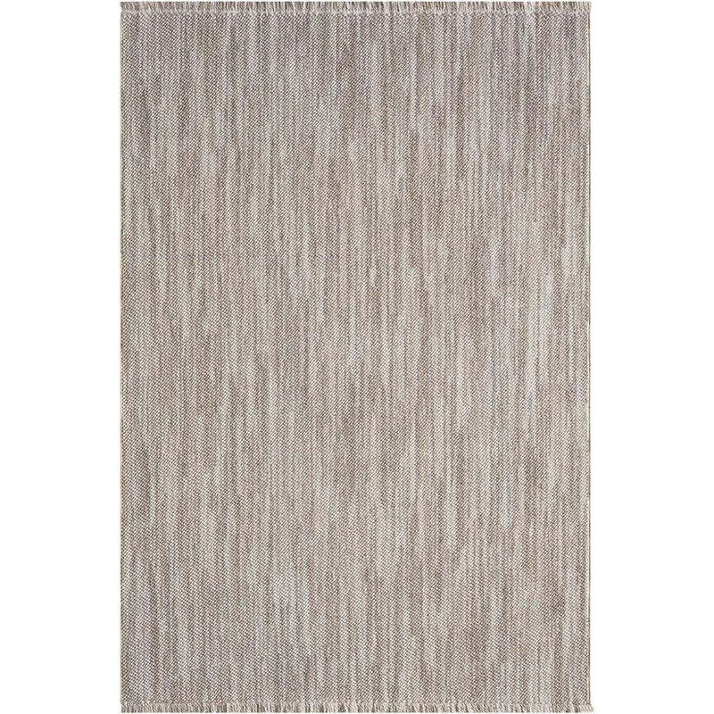 Laagpolig vloerkleed voor de woonkamer – taupe – 120 x 170 cm – vloerkleden in boho-stijl met franjes – effen – slaapkamer, eetkamer