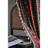 Boho gordijnen set van 2 gordijnen met beige kwastjes katoen linnen halfverduisteringsgordijnen doorschijnende gordijnen met stangdoorgang voor woonkamer slaapkamer, 240 x 150 cm (HxB)