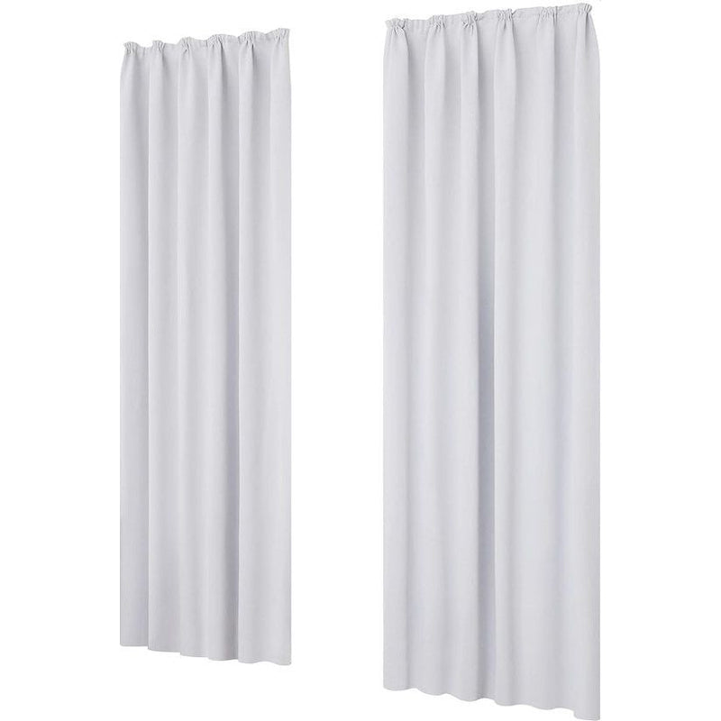 Gordijn ondoorzichtige gordijnen geluidsbescherming met plooiband thermo, 260 x 140 cm (hoogte x breedte), zilvergrijs, set van 2