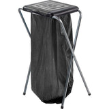 KADAX - Standaard voor afvalscheiding - stabiele afvalzakhouder met kunststof deksel, afvalzakstandaard, afvalcontainer, afvalzakhouder, afvalstandaard - Zwart, Single