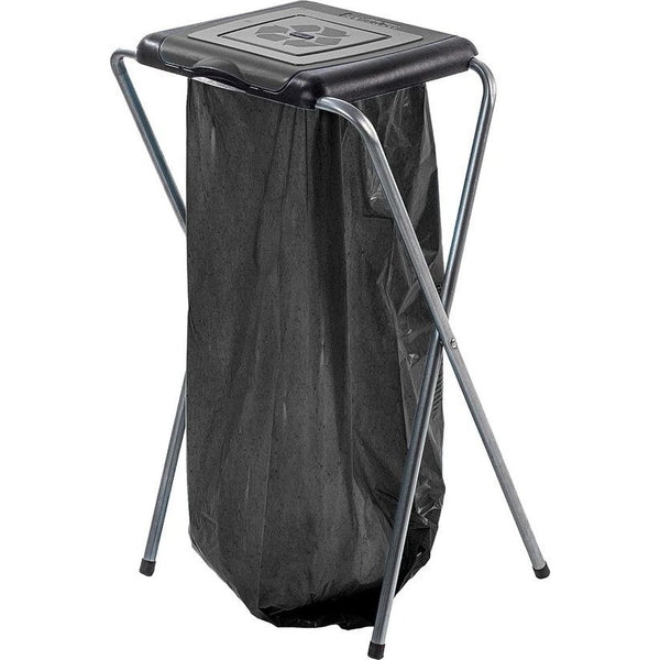 KADAX - Standaard voor afvalscheiding - stabiele afvalzakhouder met kunststof deksel, afvalzakstandaard, afvalcontainer, afvalzakhouder, afvalstandaard - Zwart, Single