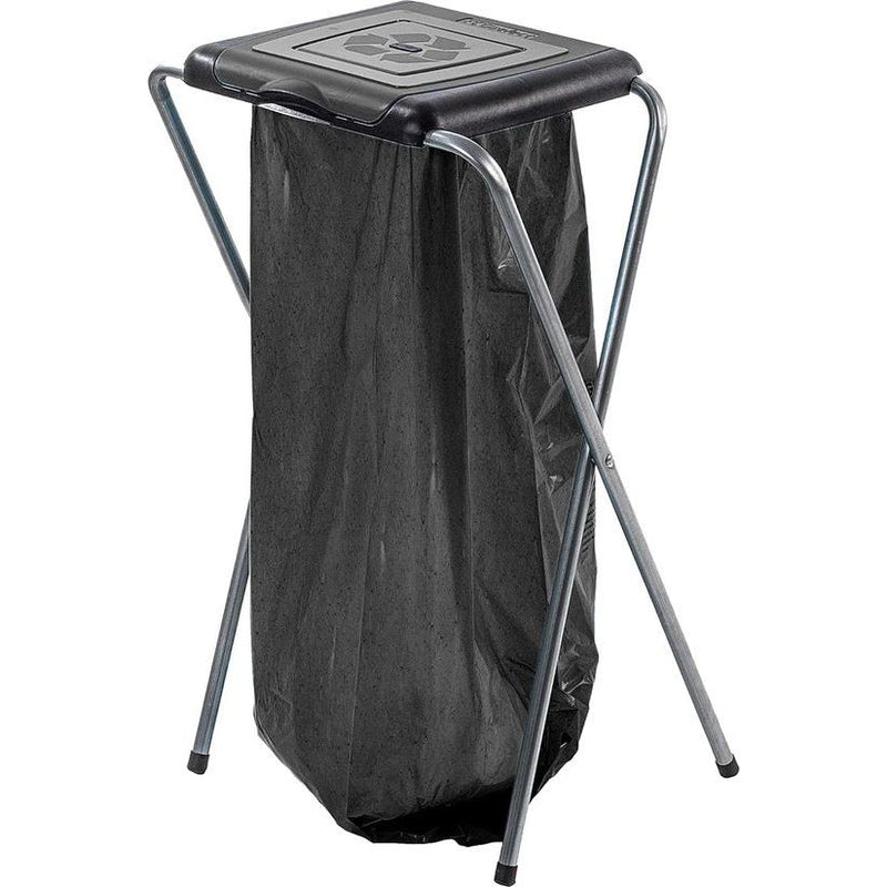 KADAX - Standaard voor afvalscheiding - stabiele afvalzakhouder met kunststof deksel, afvalzakstandaard, afvalcontainer, afvalzakhouder, afvalstandaard - Zwart, Single