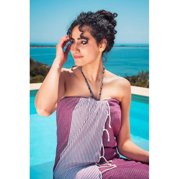 Hamamdoek/strandlaken/badhanddoek/saunahanddoek (100% katoen, 100 x 200 cm) - lichtgewicht, zacht en absorberend - XXL hamamdoek groot 100 x 200 cm - saunahamamdoek voor dames en heren