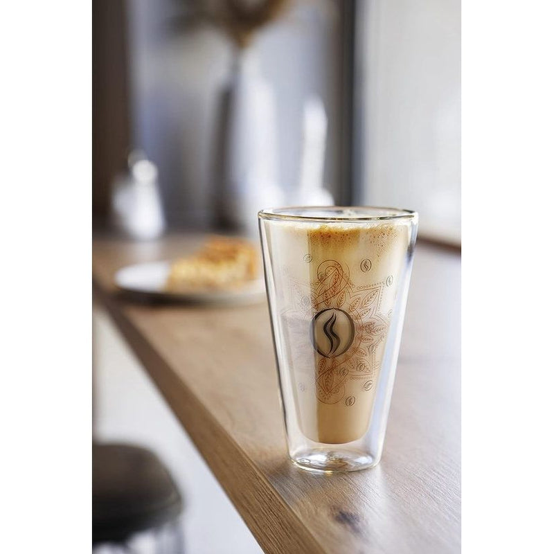 latte macchiato-glazen, 250 ml, koffieglas voor cappuccino, espresso, koffiemandala, dubbelwandig borosilicaatglas, thermoglas, koffieglazen