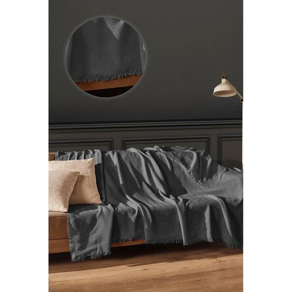 100% gerecycled katoen, Oeko-Tex®, bedsprei, woondeken, omkeerbare deken, sofadeken, extra groot (donkergrijs, 200 x 230 cm)