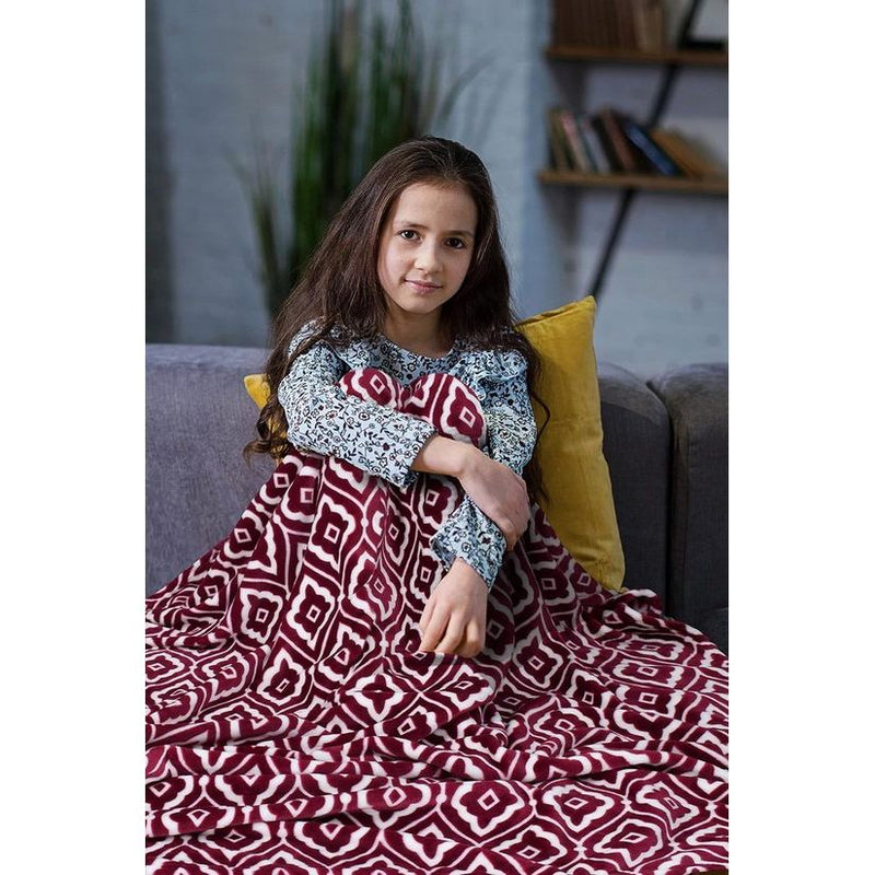 Marokkaanse lotusblauwe fleece deken voor bank, licht, zacht, gezellig loungedeken voor alle seizoenen.