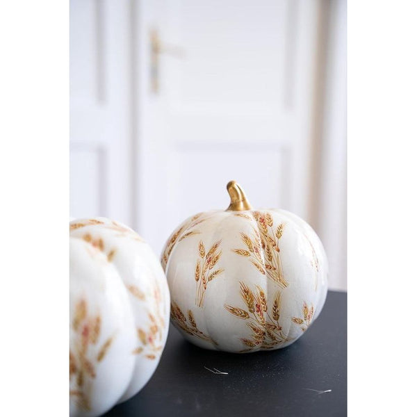 Pompoen wit met patroon (groot) translates to "Witte pompoen met patroon (groot)" in Dutch.