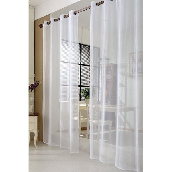 transparant gordijn met hangende ogen, ooggordijn, ringgordijn, decoratief gordijn, 140 x 245 cm, Wit, 140x245 cm