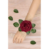 Kunstrozen, 50 stuks, decoratieve bloemen, neprozen met stelen, doe-het-zelf, bruiloft, boeket, bruid, huisdecoratie, donkerrood