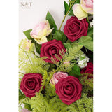 Kunstrozen, 50 stuks, decoratieve bloemen, neprozen met stelen, doe-het-zelf, bruiloft, boeket, bruid, huisdecoratie, donkerrood