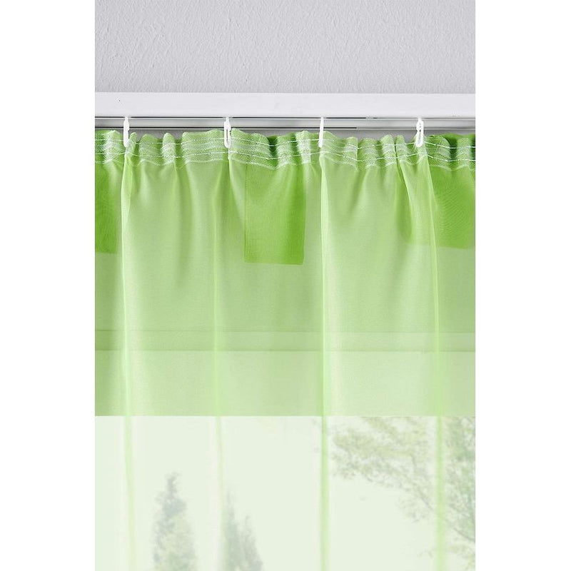 Set van 2 gordijnen, transparante gordijnset voor woonkamer, voile, lusgordijn met loodbandsluiting, H x B 245 x 140 cm, appelgroen