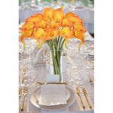 kunstbloemen, 16 stuks, met glazen vaas, zeer echt, kunstbloemen, calla PU, latex, echte touch, Calla nepbloemen, oranje, voor bruiloft, feest, woonkamer, kantoor, hotel, keuken