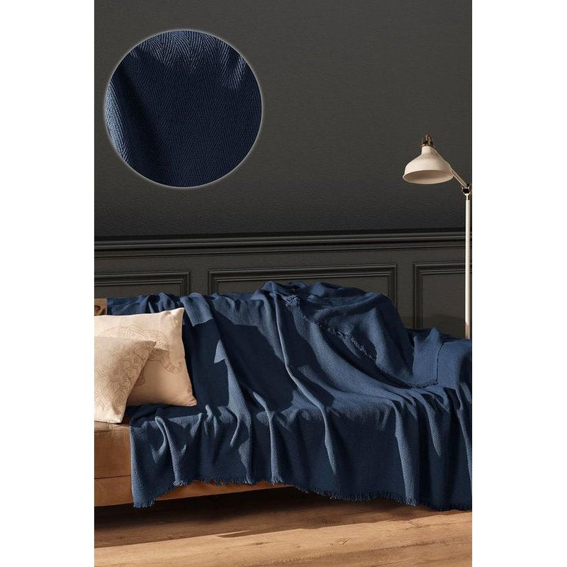 beddensprei, woondeken, omkeerbare deken, sofadeken, extra groot (marineblauw, 200 x 230 cm)