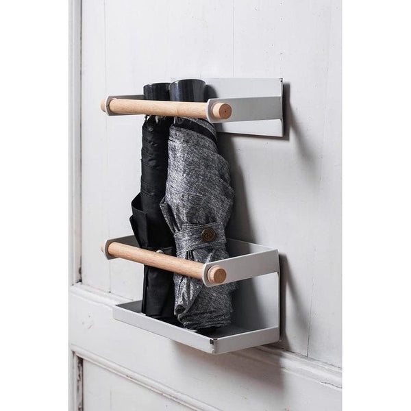 Parasolstandaard parapluhouder parapluhouder parapluopslag verstelbare parapluhouder stansvrij wandmontage, parasolhaak van ijzer voor lange korte paraplu hal thuis kantoor, wit