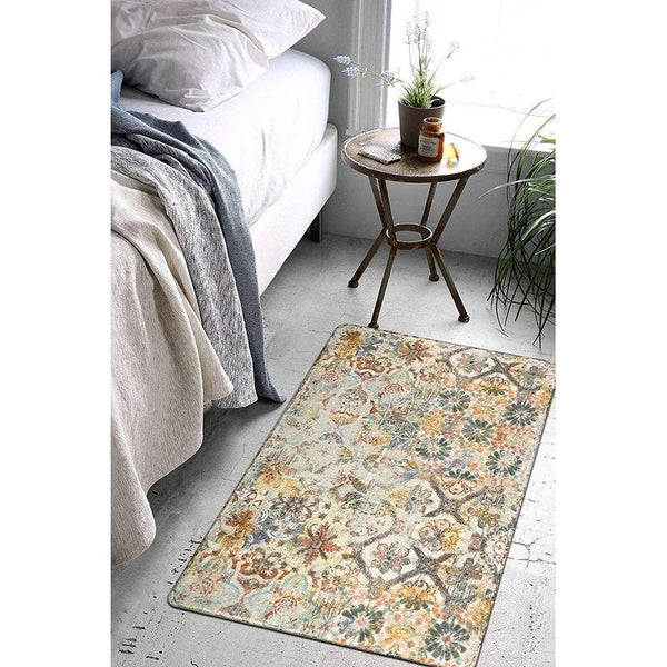 Boho Flower Medallion Binnen Kleine Deurmat 60 x 90 cm, Wasbaar Haltapijt Zachte antislip Badmat voor Badkamer Keuken Slaapkamer Entree
