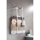 Towel Rail No Drilling Required, Towel Holder, Silver Towel Holder, Towel Rack, Bathroom Towel Holder, Wall, Guest Towel Holder with Two Towel Hooks