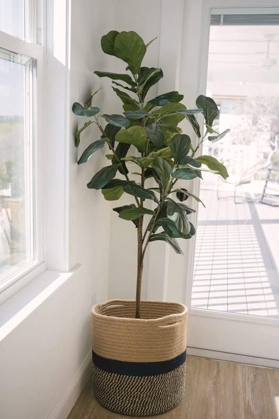 Plantenbak, bloempot, mand, plantenmand voor 26 cm plantenbak, katoenen touw, opbergmand voor speelgoed, dekens in de kinderkamer, moderne woondecoratie, 28 x 28 cm