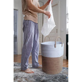 Wasmand met handvat, 58 liter, speelgoedopslag, opbergdoos gevlochten, grote wasmand voor de kinderkamer (bruin, D 38 x H 50 cm)