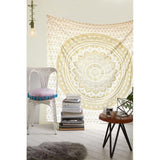 Wandtapijt mandala, boho wanddecoratie, witgoud, esthetische kamerdecoratie, psychedelisch wandtapijt, 132 x 152 cm Wandtapijt mandala, boho wanddecoratie, witgoud, esthetische kamerdecoratie, psychedelisch wandtapijt, 132 x 152 cm