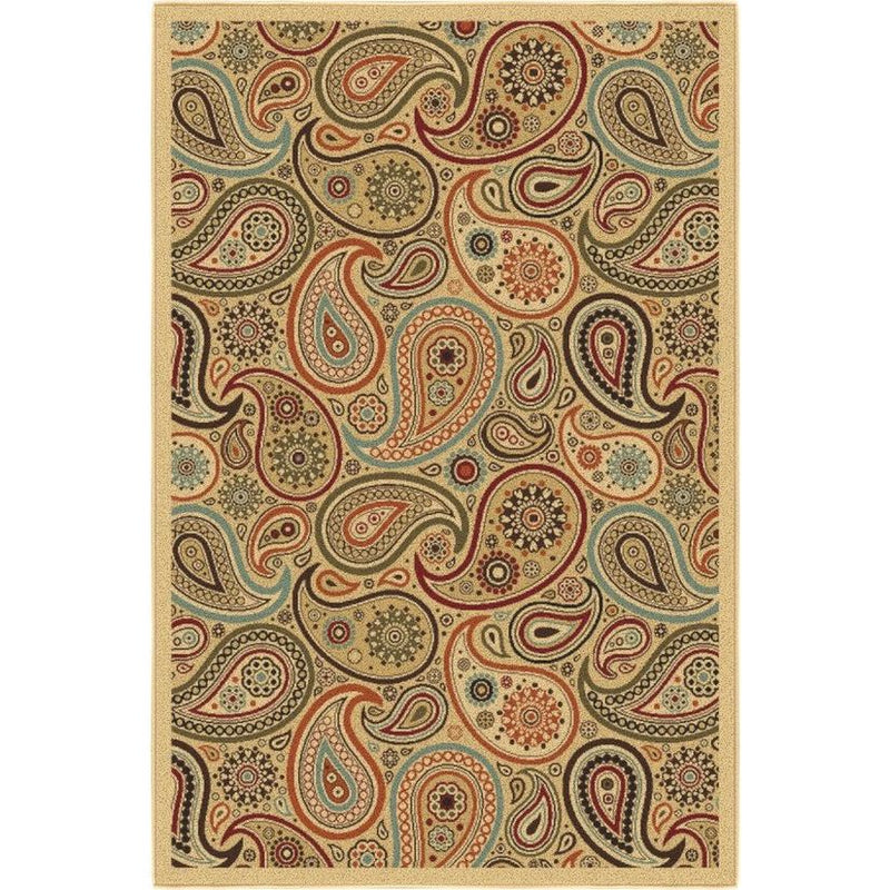 Modern ontwerp vloerkleed met rubberen achterkant 100 x 150 cm beige.